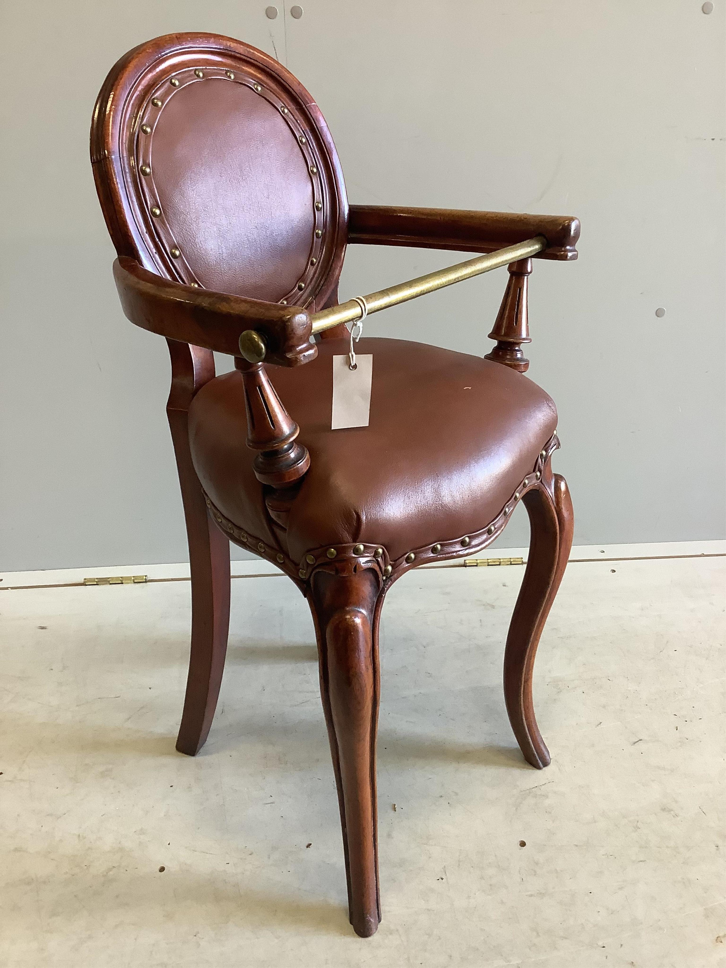 A 19th century French mahogany child's high chair, width 45cm, depth 40cm, height 86cm. Condition - good